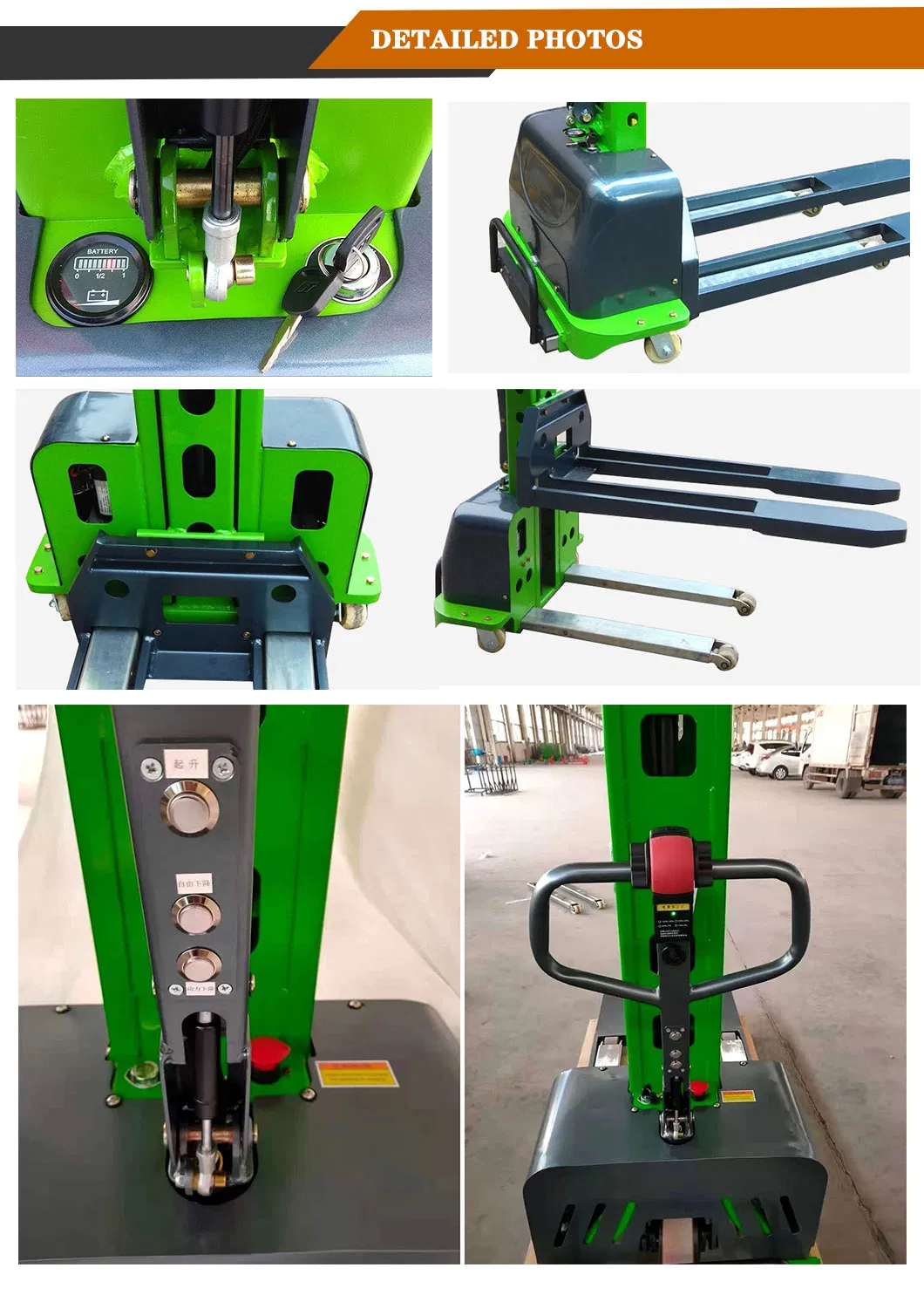 Convenient Mini 500kgs Self-Loading Electric Pallet Stacker with 1.4m 1.5m 1.6m Lift Height