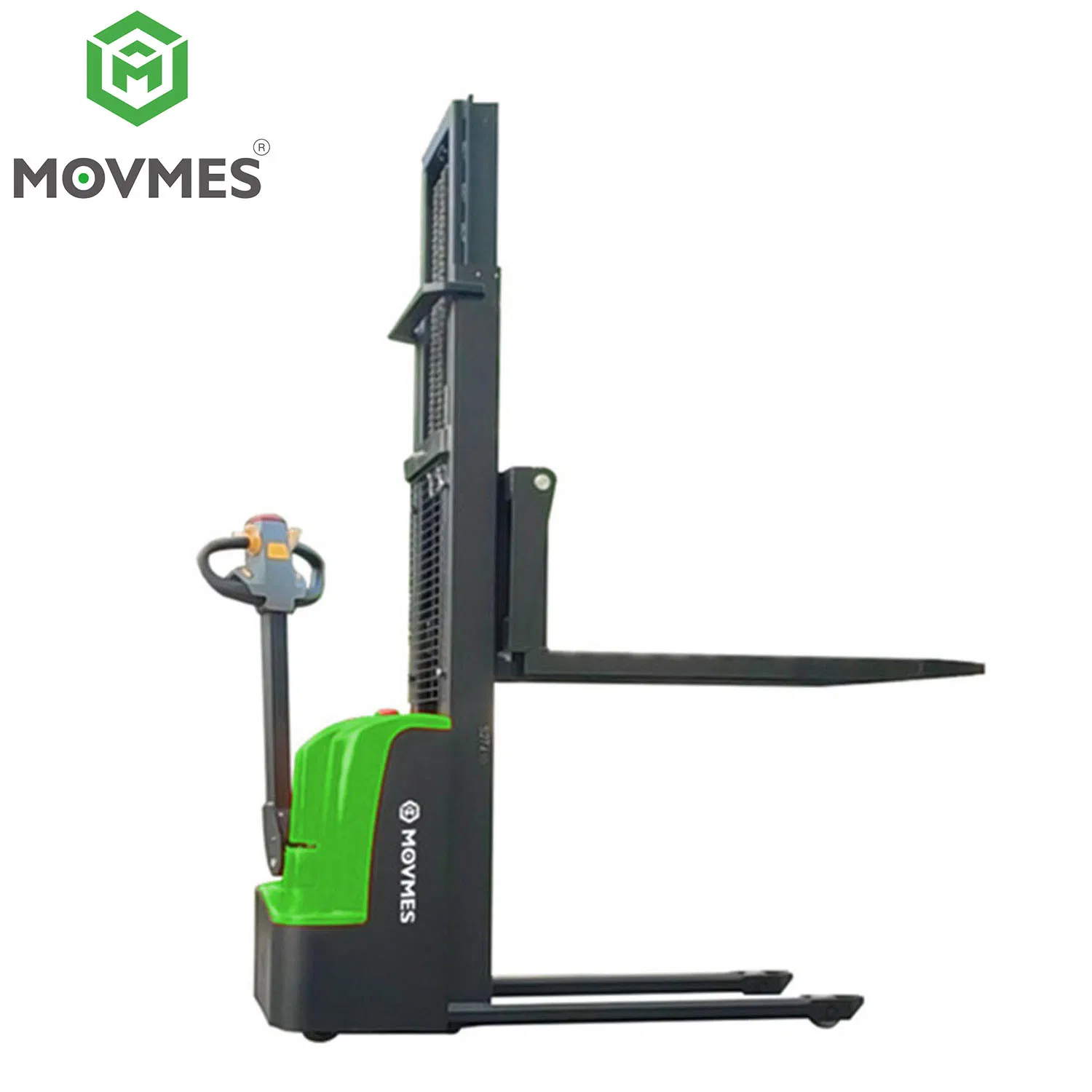 DC Motor CE Hydraulic Electric Stacker with 125*50mm Additional Wheels