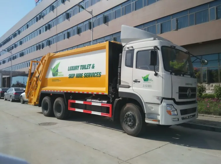 Dongfeng Tianjin 18cbm 6X4 Compactor Garbage Truck Rear Loader Compression Waste Bins Garbage Truck