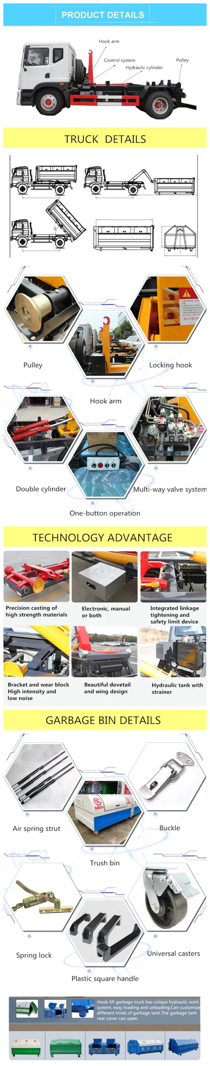 Dongfeng Tianlong 6*4 20t Hook Lift Garbage Truck