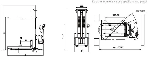 Electric Automatic Pallet Stacker with 6 Meter Lift Height