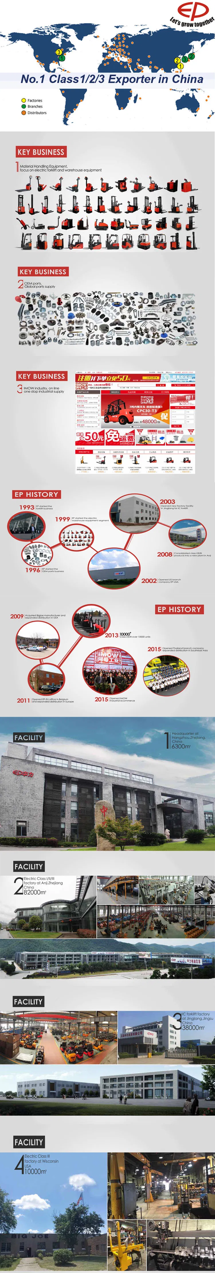 Ep 1500kg 2000kg 3000kg 3500kg Electric Forklift Truck with Lithium Battery