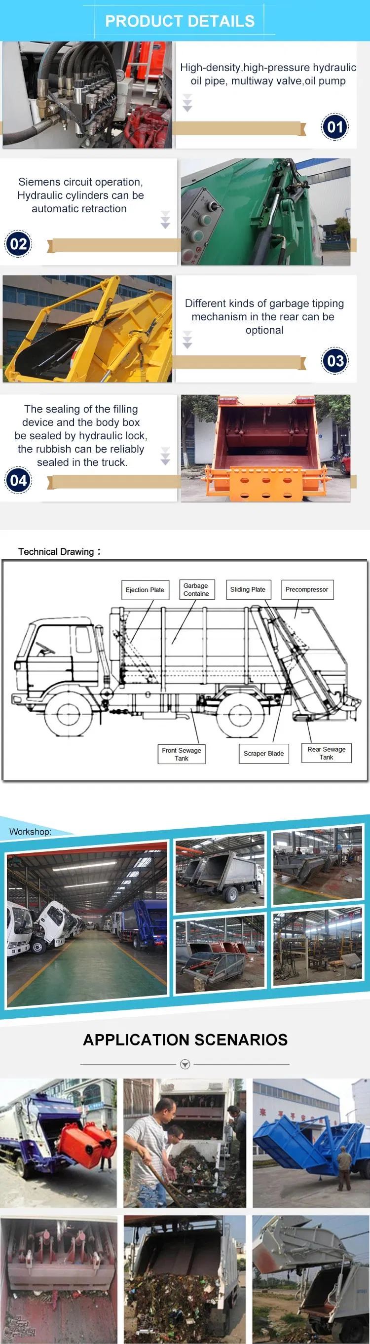 Foton Right Hand Drive Arm Roll Car with Garbage Container