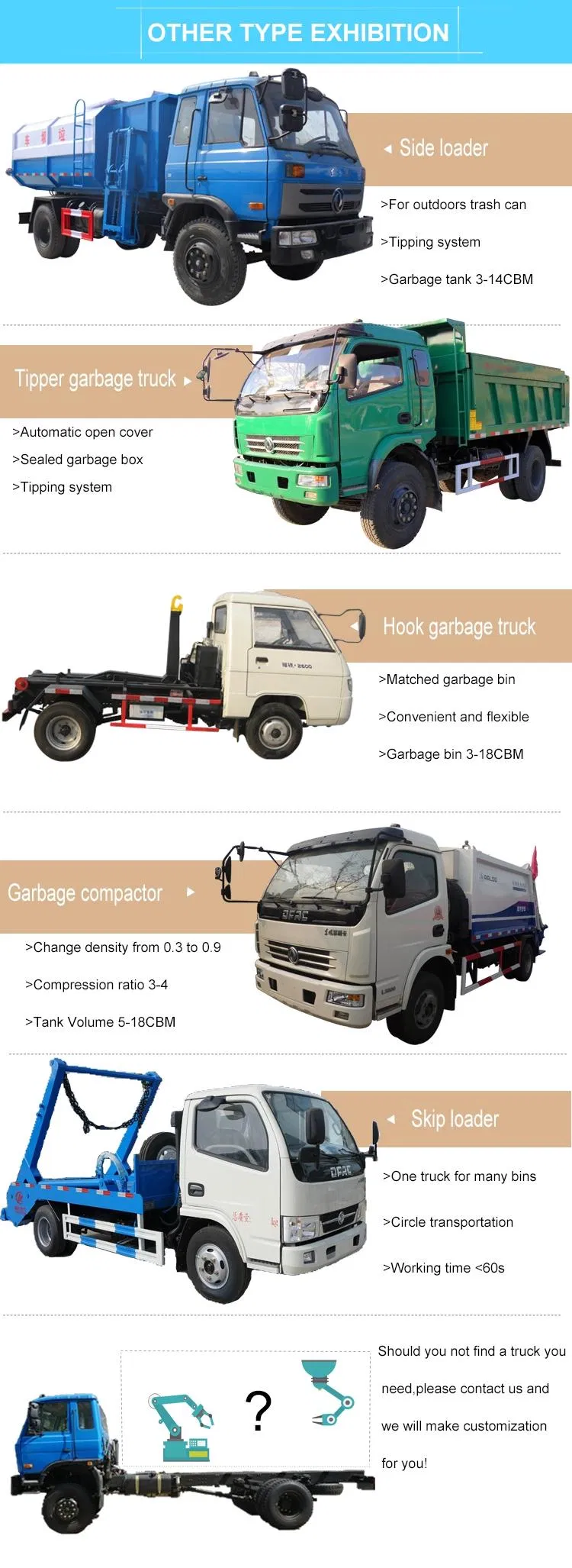 Foton Right Hand Drive Arm Roll Car with Garbage Container