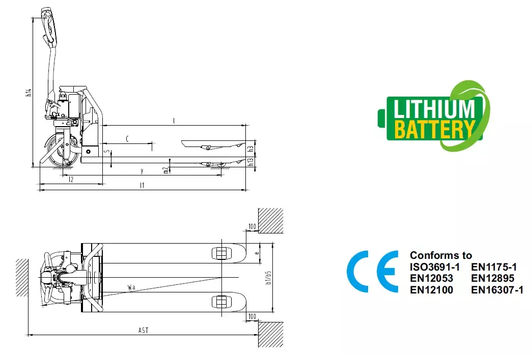 Giant Lift 1500kg 1.5 Ton Mini Walkie Lithium Powered Full Electric Pallet Truck Removable Battery (CBD15W-Lix)