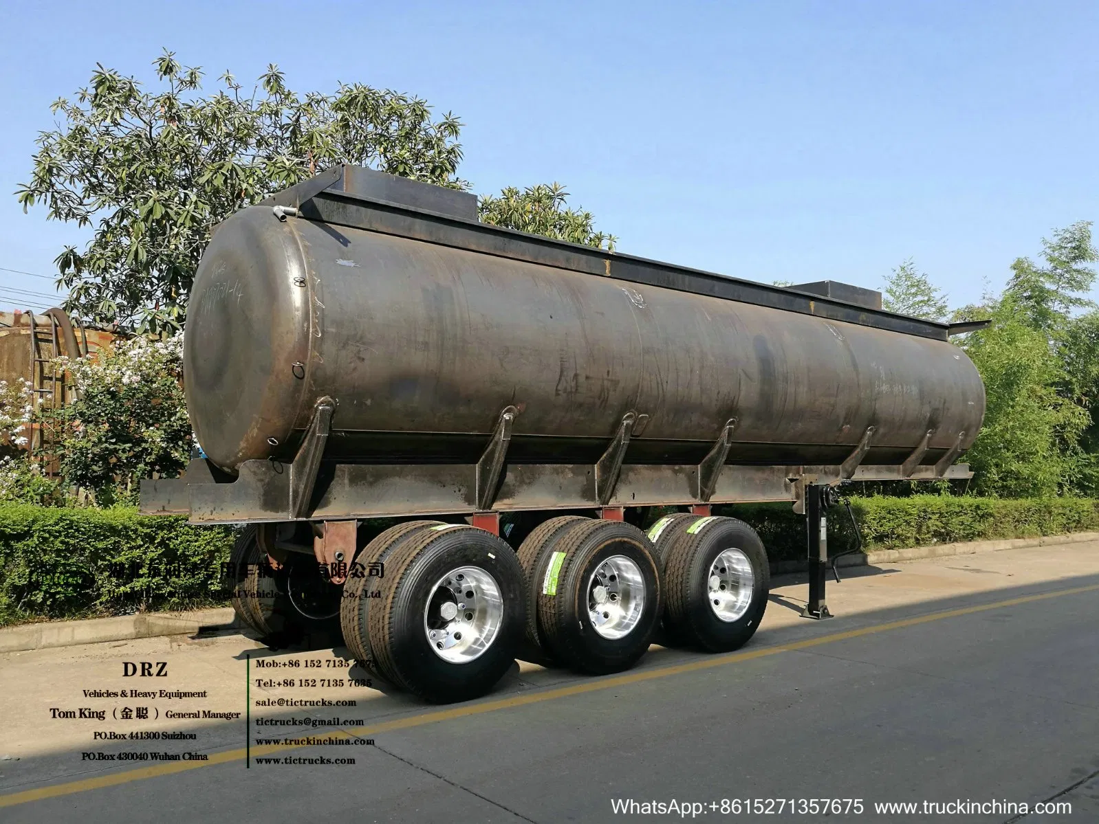 HCl Acid Tanker for Transport Hydrochloric Acid, Hydrochloride, Hydrogen Chlorate, Sodium Hydroxide, Acrylic Acetic Acid, 19m3- 33m3 Steel Lined LLDPE