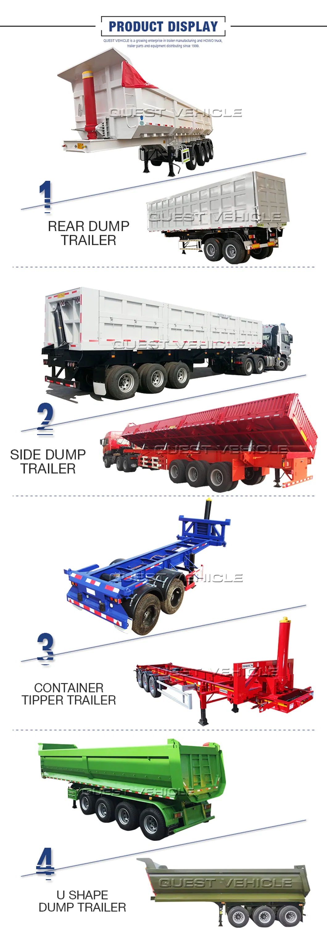 Heavy Duty 3-Axle 25cbm Dump Trailer End Tipper Semi Trailer