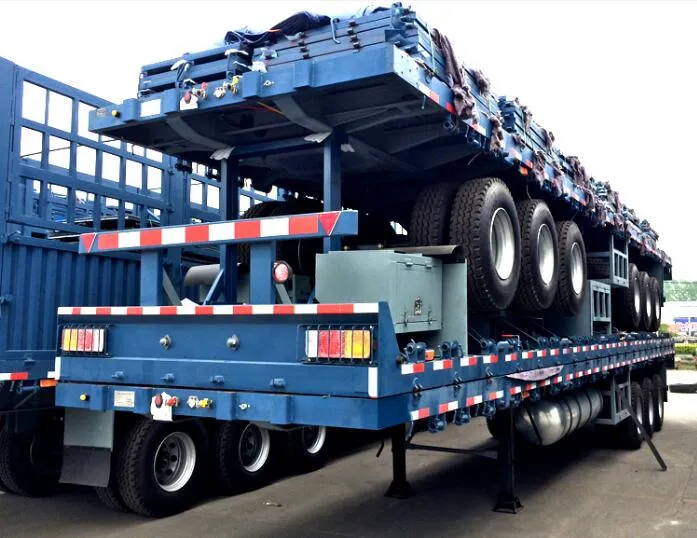 Heavy Duty 50 Ton Flatbed Containers Truck Trailer Flat Bed Tractor Trailer Sm28