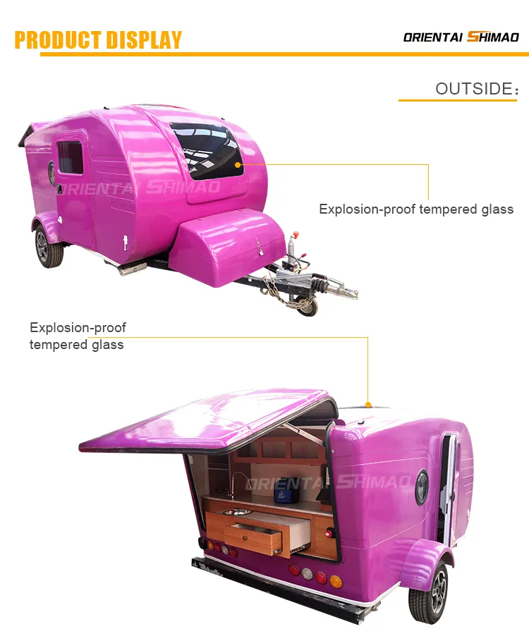 Hot Sale Aluminium Travel Trailer Caravan House with Food Camper Caravan Awning