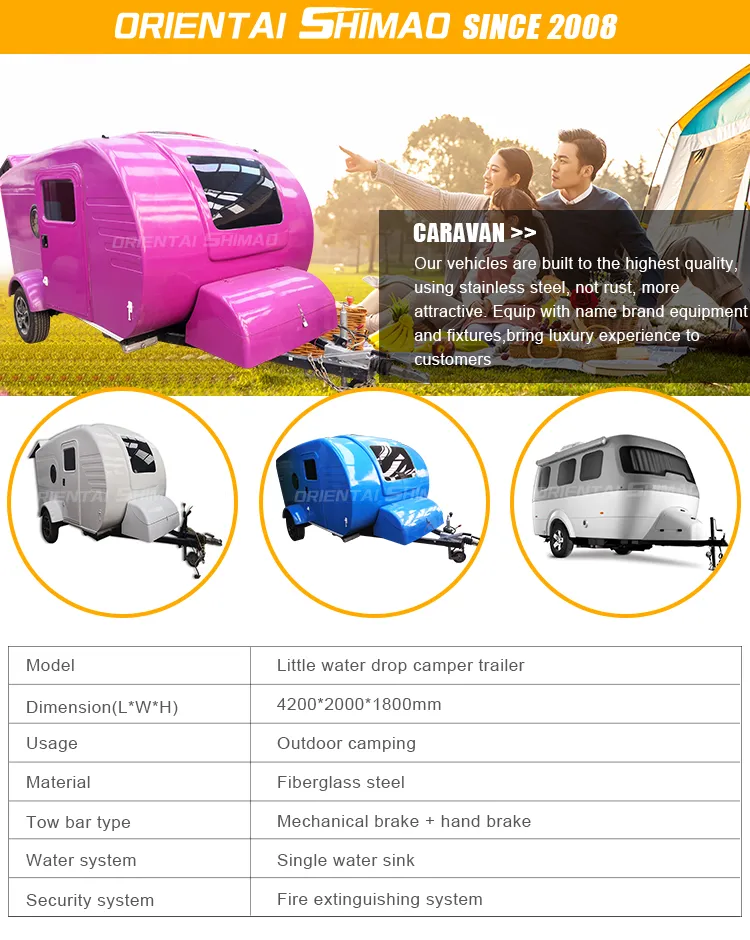 Hot Sale Aluminium Travel Trailer Caravan House with Food Camper Caravan Awning