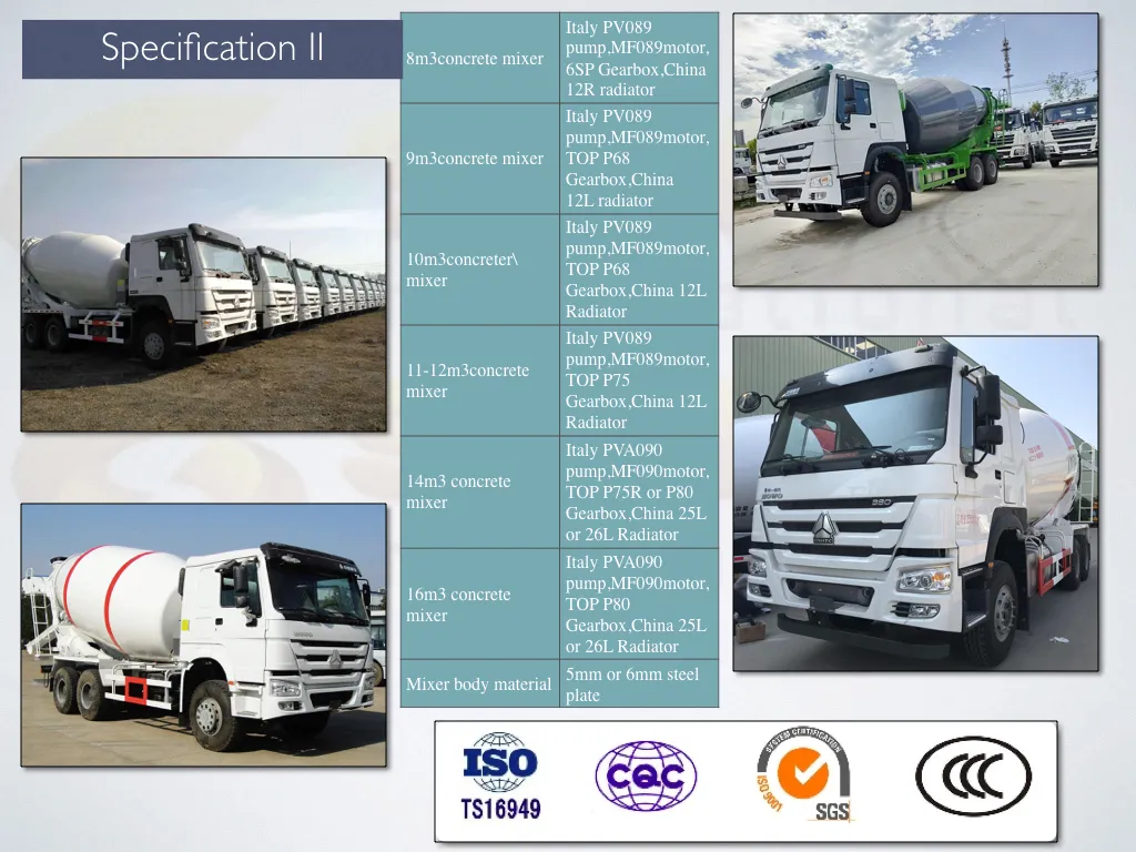 HOWO Used Heavy Concrete Mixer Truck Sinotruk Diesel Engine 4-16cbm Volumetric Type Truck Heavy Cement Mixer Trucks Hot Sale