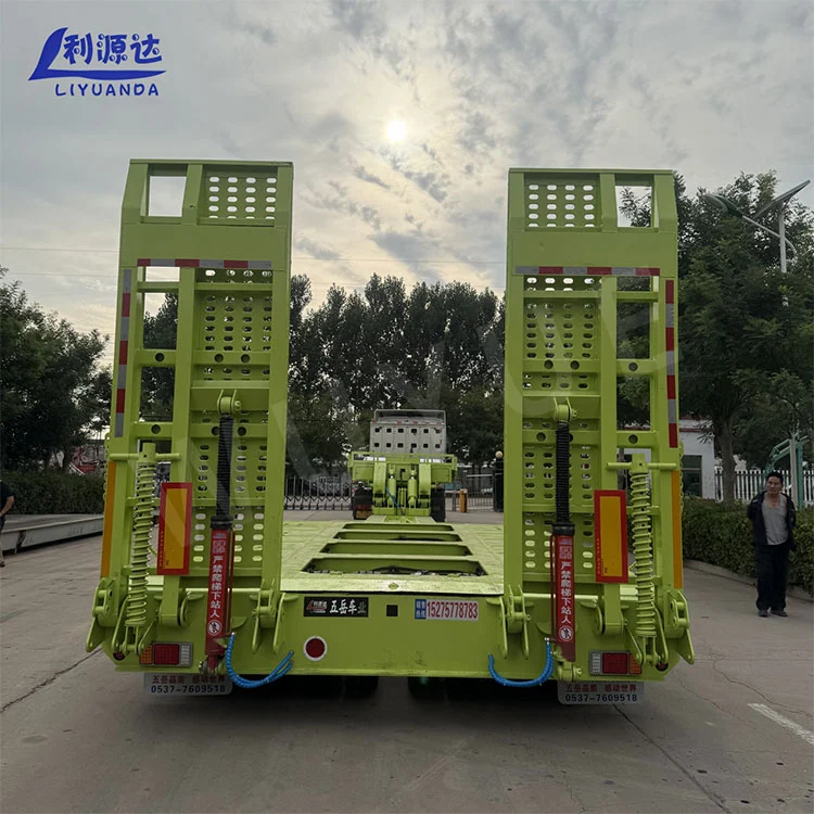 Low Flatbed Trailer Single Section Hydraulic Ladder