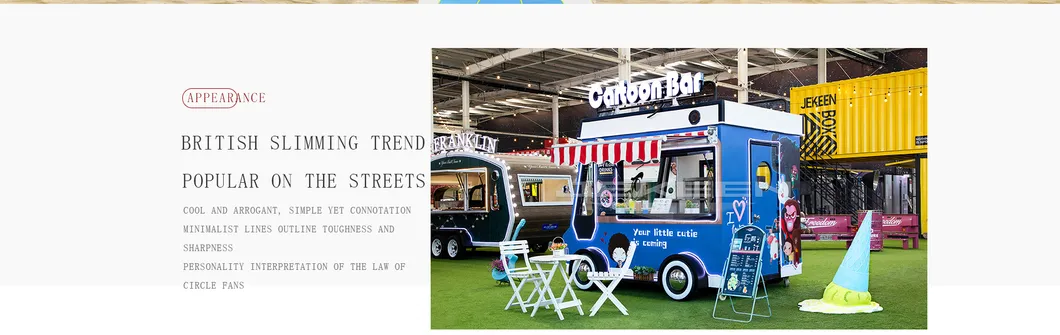 Jekeen Fast Food Truck Mobile Food Cart Trailer Hot Dog Vending Cart Ice Cream Cart for Sale