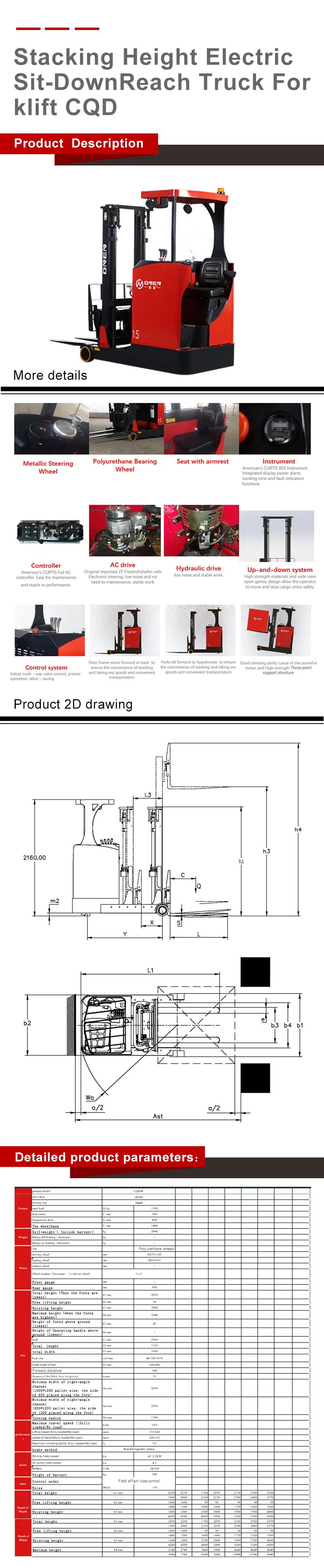 Jiangmen New 5000mm Cqd-B Truck Mounted Forklift with Factory Price