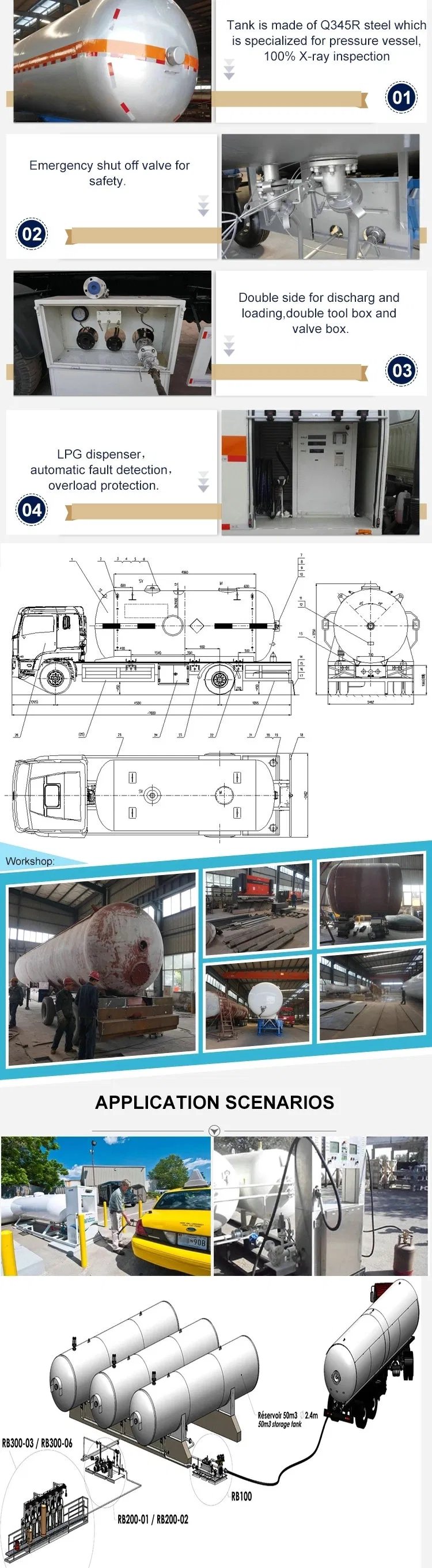 LPG Filling Bobtail Tanker 25tons Gas Tanker Trailer with Pump