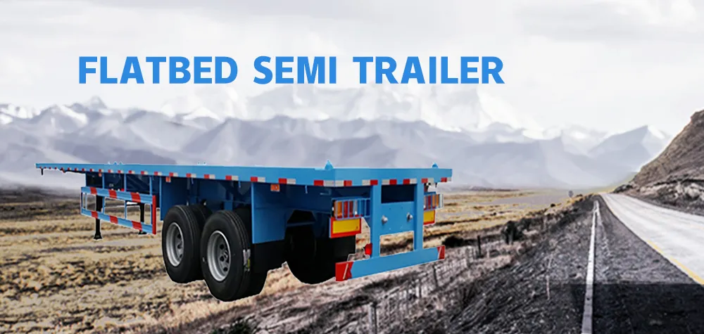 Luen 13000*2550*1650 Flatbed Equipment Transport Semi Truck Trailer with Twist Lock