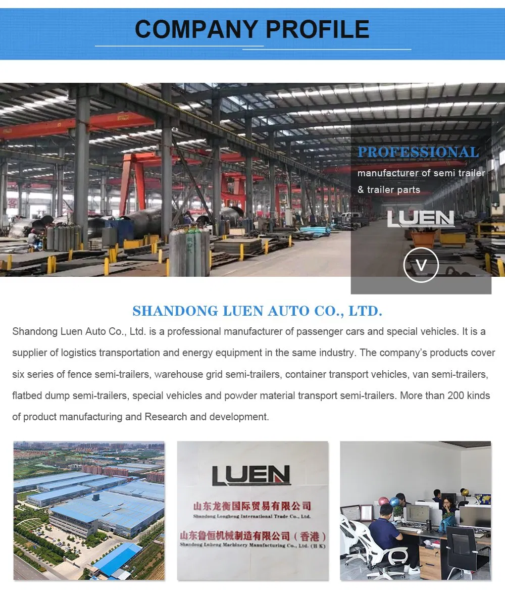 Luen 13000*2550*1650 Flatbed Equipment Transport Semi Truck Trailer with Twist Lock
