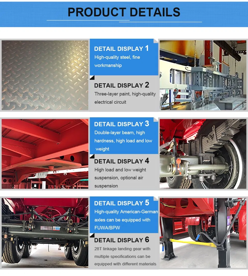 Luen 15000*2550*1600 Flatbed Equipment Transport Semi Truck Trailer with Twist Lock