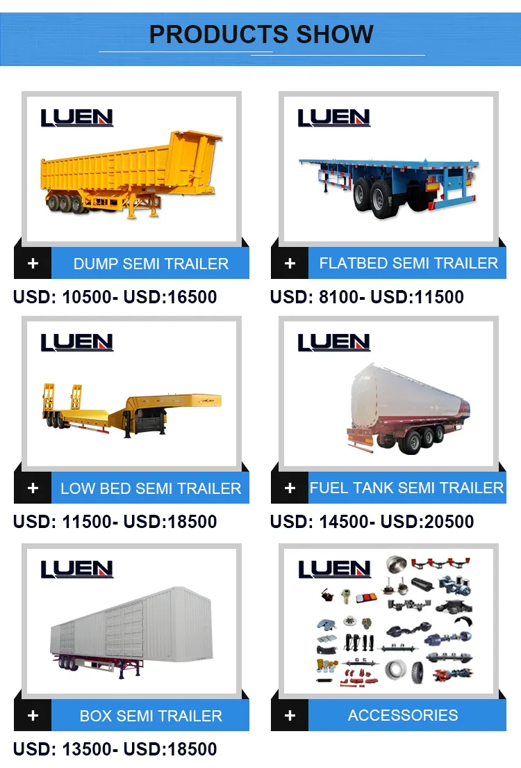 Luen 3 Axles 4 Alxes 45 Cbm Dust Tank Semi Trailer for Powder Dust Flour Cement Truck
