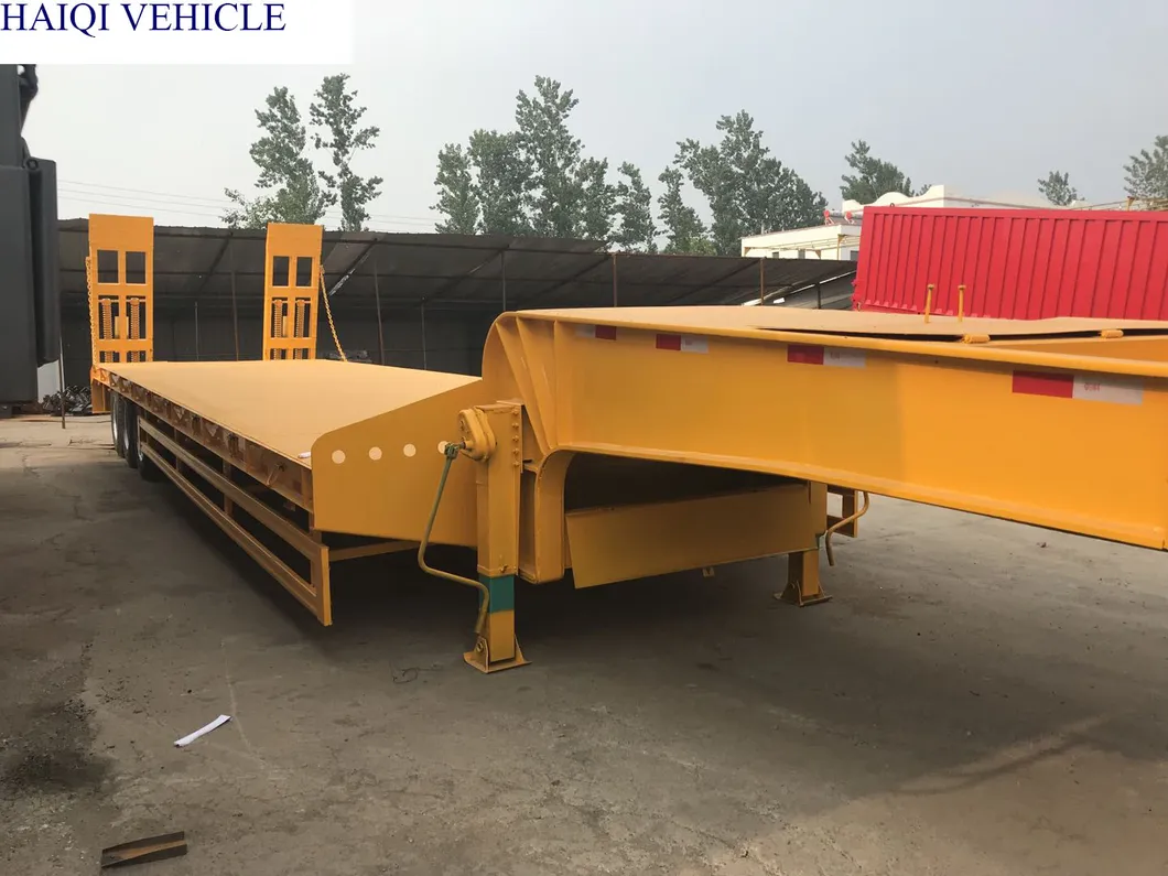 Mechanic Loading Ramps 60tons Low Bed Semi Trailer