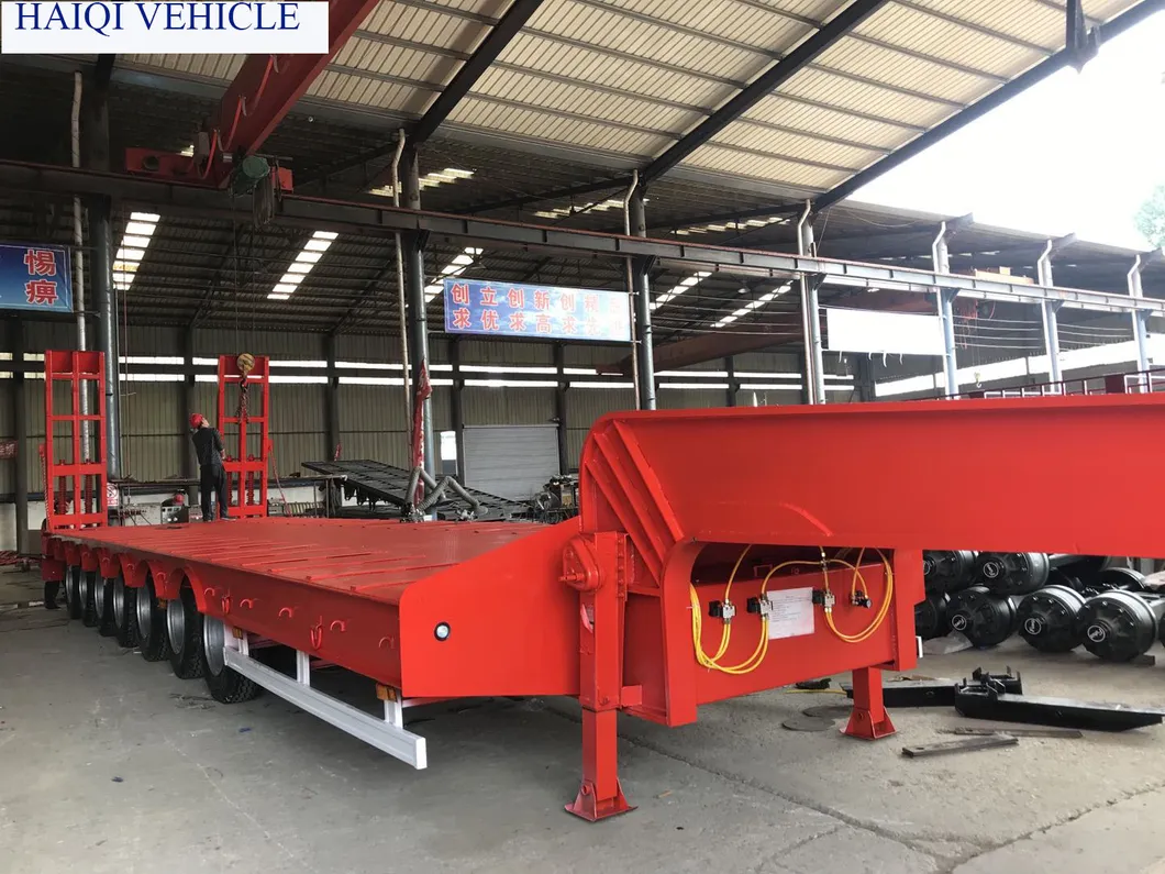 Mechanic Loading Ramps 60tons Low Bed Semi Trailer