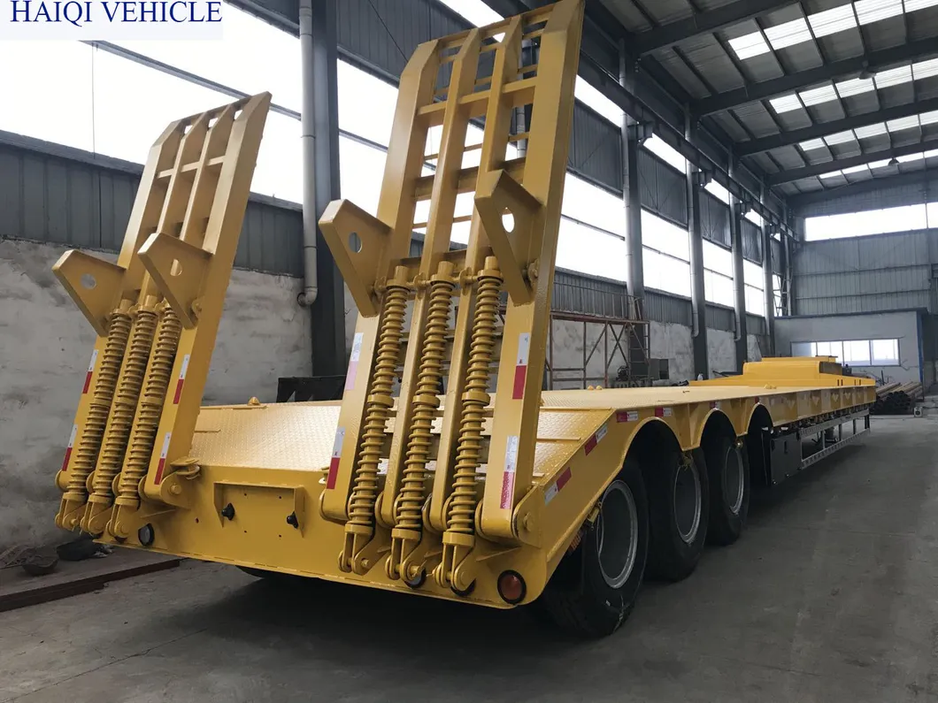 Mechanic Loading Ramps 60tons Low Bed Semi Trailer
