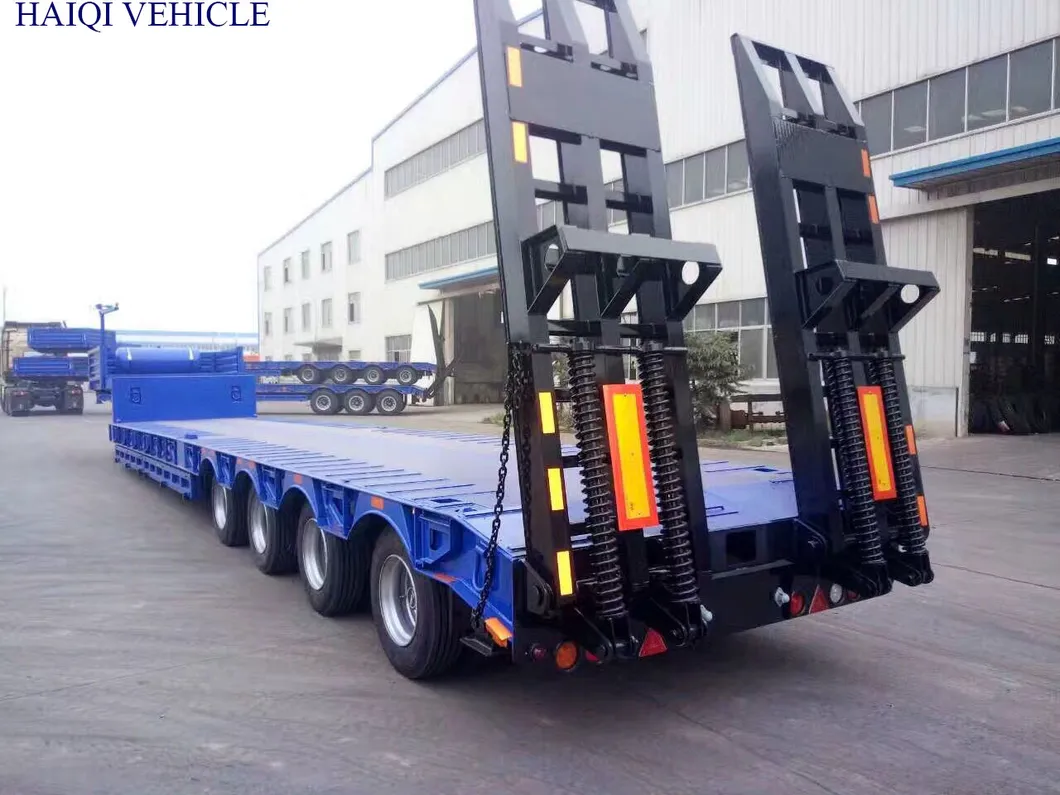 Mechanic Loading Ramps 60tons Low Bed Semi Trailer