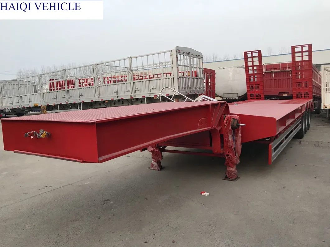 Mechanic Loading Ramps 60tons Low Bed Semi Trailer