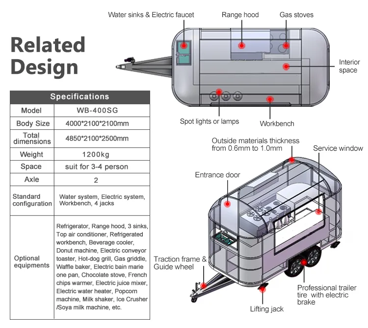 Mobile Dining Car Business / Donuts Food Cart Trailer