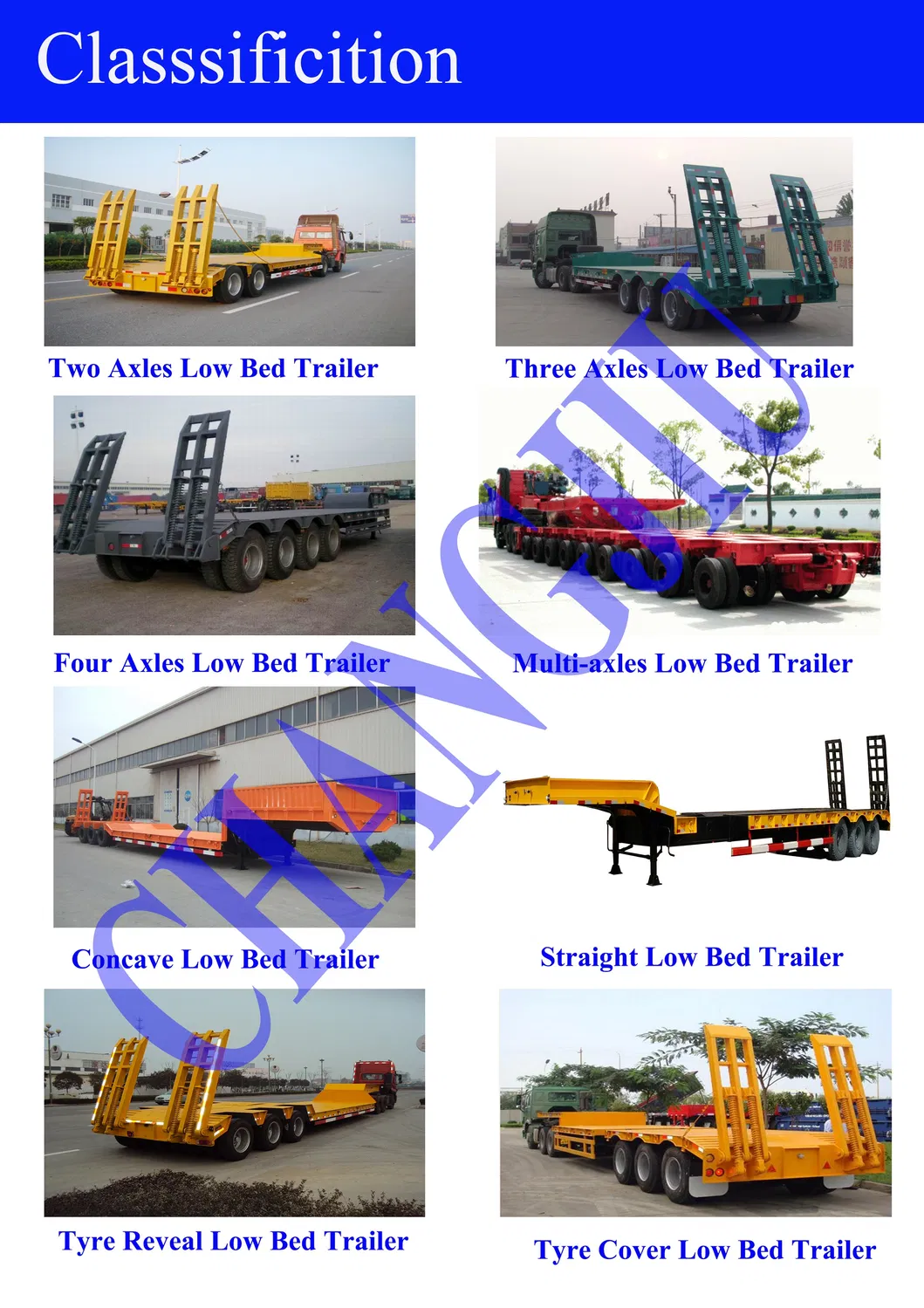 New Low Bed Semi Trailer with 3 Axles 60tons for Sale 40FT Tridem Axle Low Loader 60 Ton Lowboy Semi Low Bed Trailer