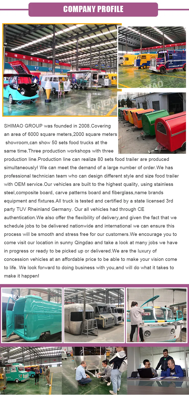 Oriental Shimao Donuts Hand Push Food Cart Mobile Fast Food Van
