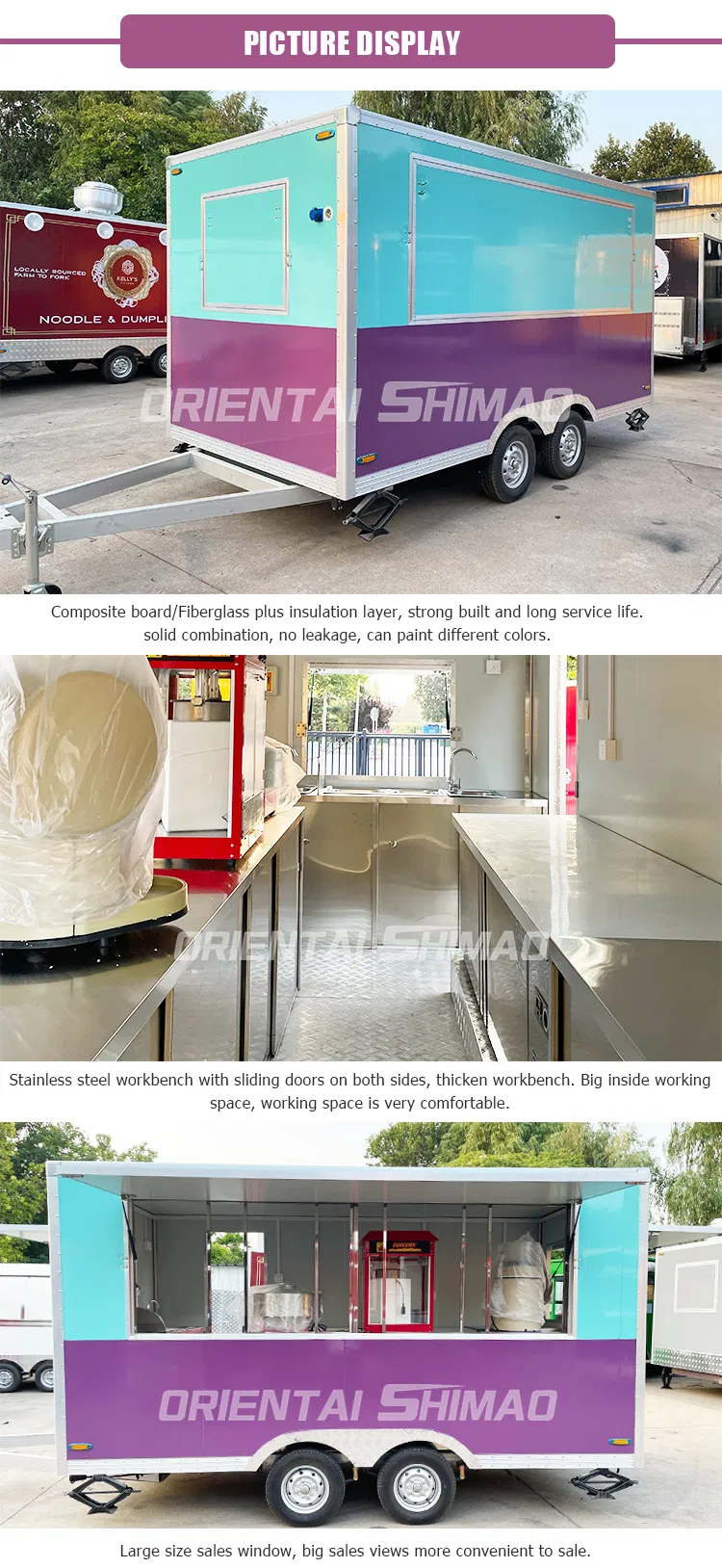 Oriental Shimao Donuts Hand Push Food Cart Mobile Fast Food Van