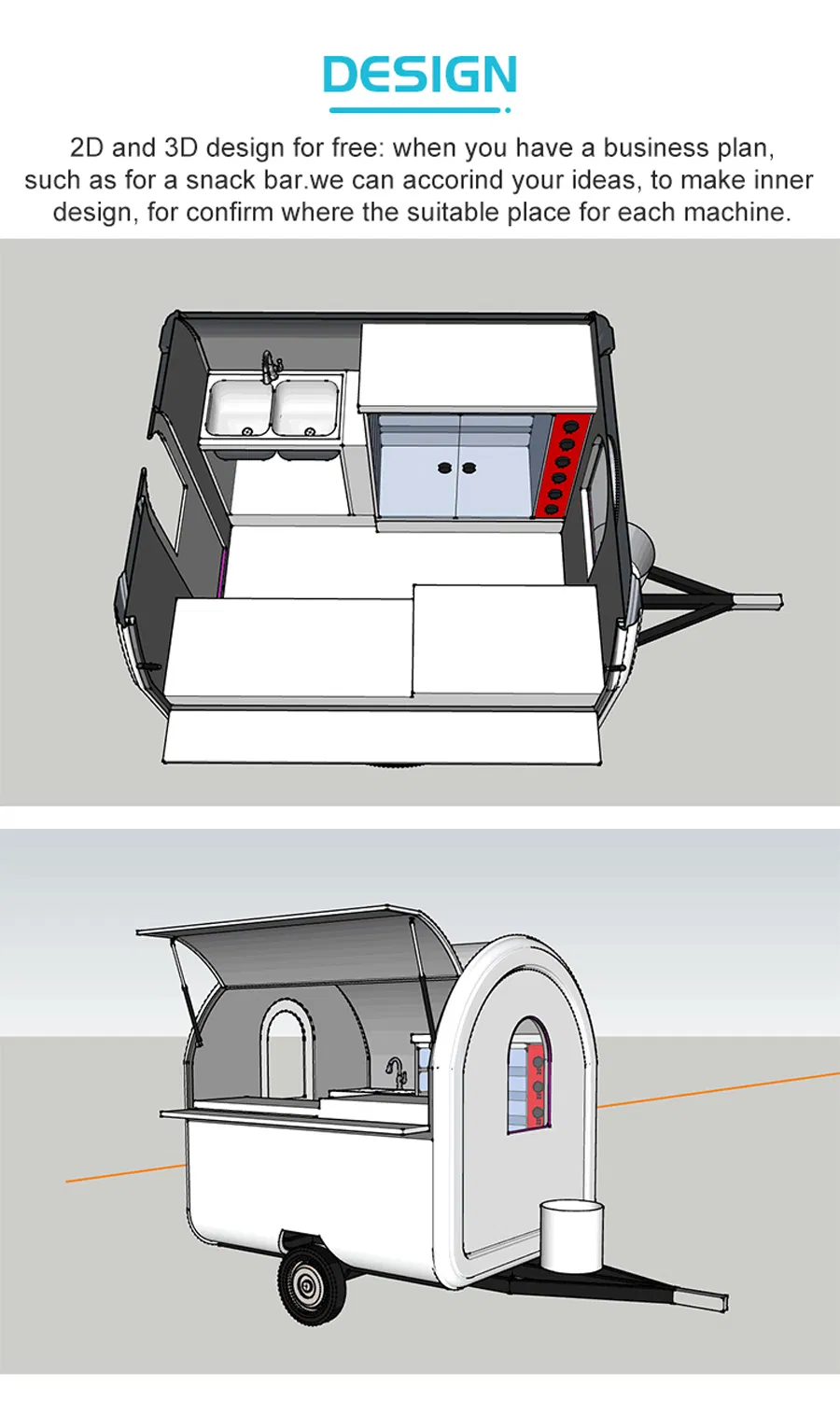 Popular Food Trailer Mobile Food Carts with Vin