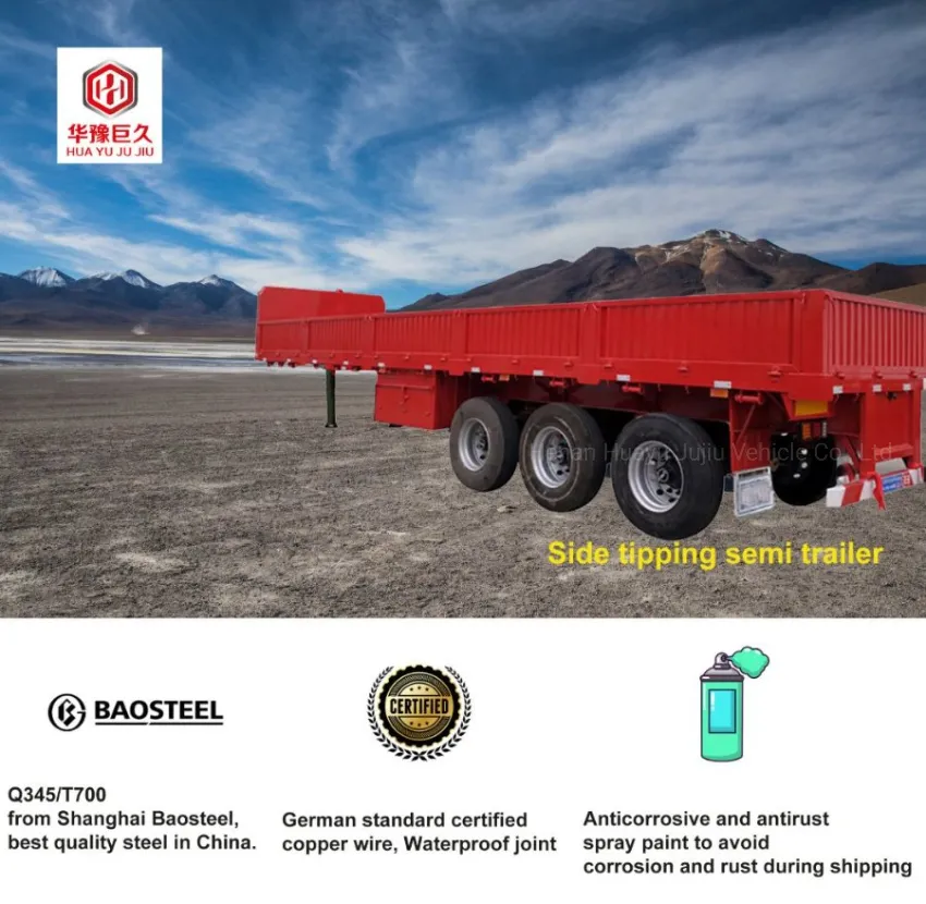 Red Tow Truck Self Tipping Semi Trailer with Hyraulic Cylinder Made in China