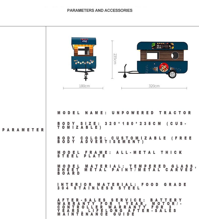Street Ice Cream/Hot Dog Food Trailer with Fully Kitchen Equipment