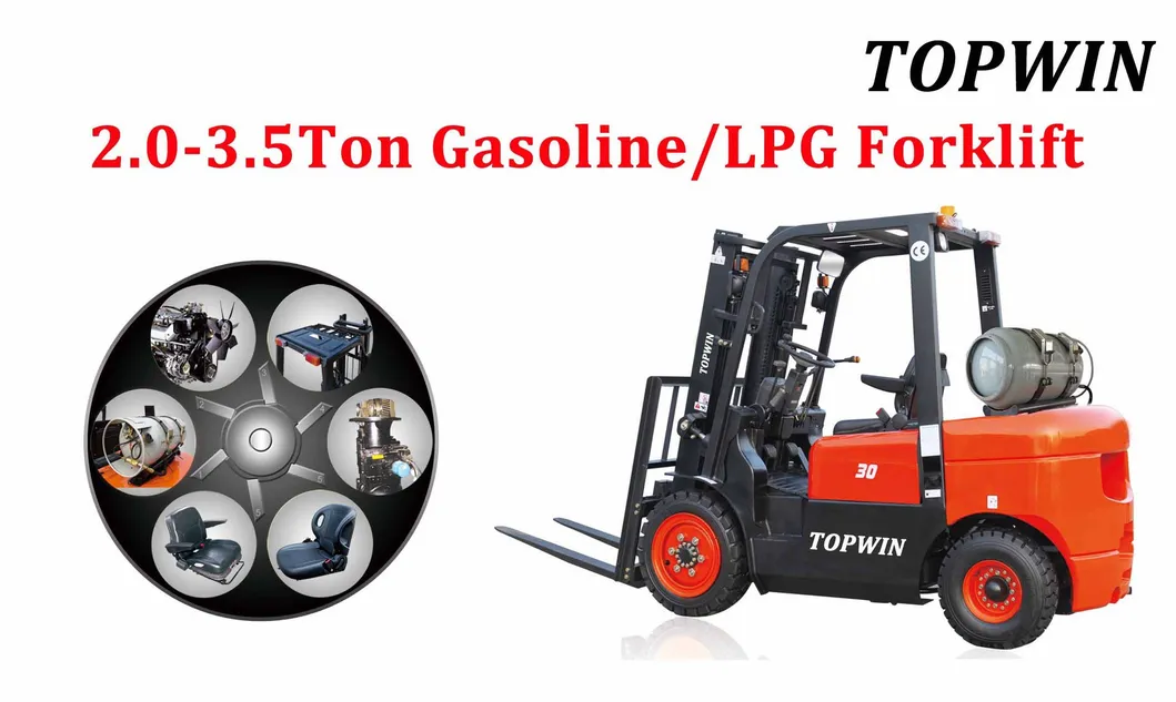 Topwin 2ton 3ton 3.5ton Diesel/Gasoline/LPG/ 3 Stage Mast 4m Lifting Height Forklift Truck for Sale