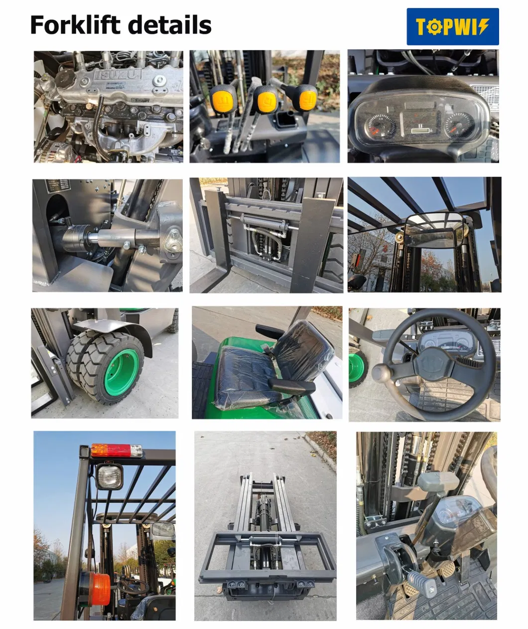 Topwin Forklift Truck 1.5ton 2ton 2.5ton 3ton 3.5ton New Electric Forklift Diesel Forklift LPG Forklift with CE