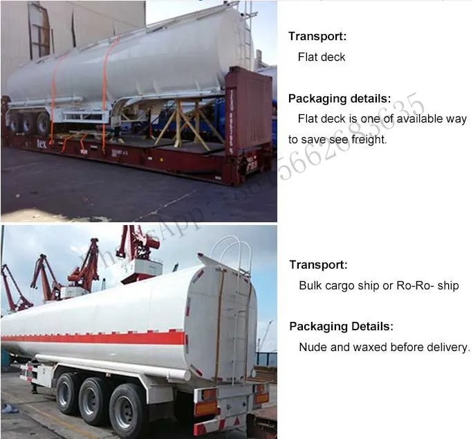 Tri Axle Tank Semi Trailer, 35000 - 45000 Liters Fuel Tanker Trailer