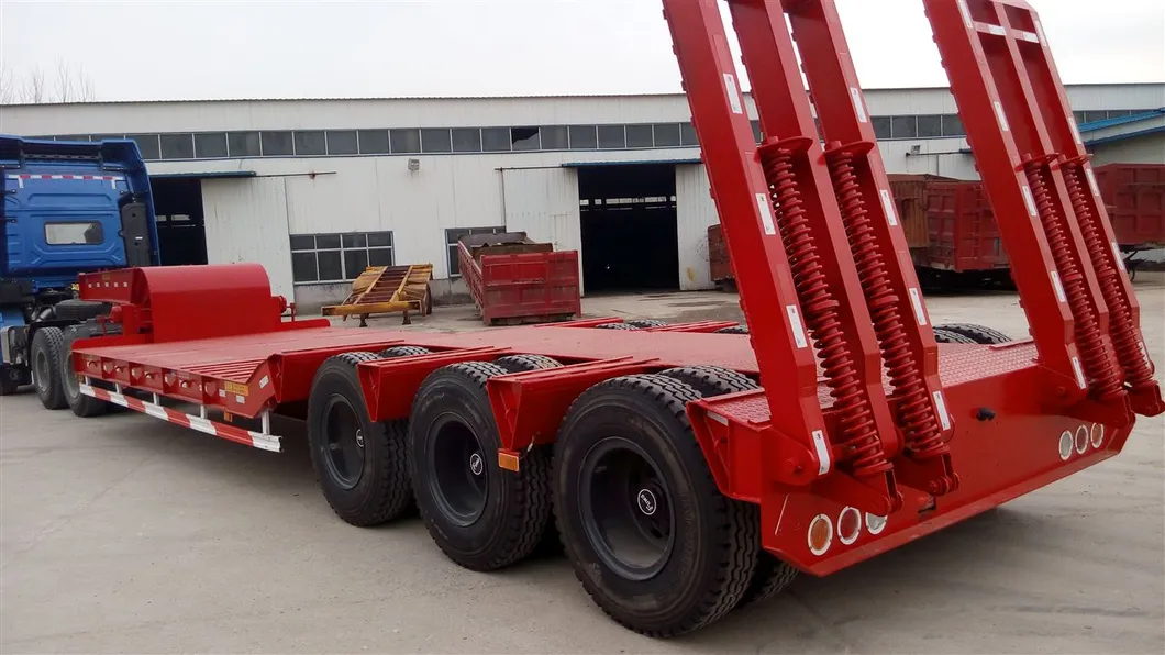 Tri Axles Gooseneck 13meters Excavator Low Bed Semi 3/4axles 45-60 Tons Low-Bed Heavy Equipment Lowbed Truck Semi Trailer
