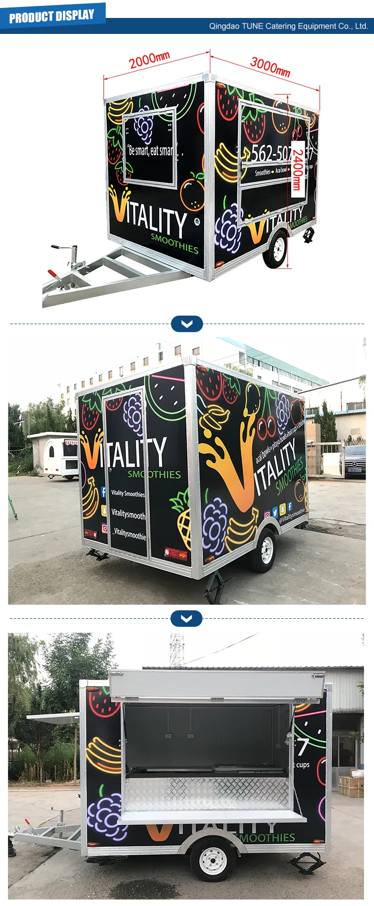 Tune Personalized Mobile Coffee Concession Kitchen Chicken Food Trailer
