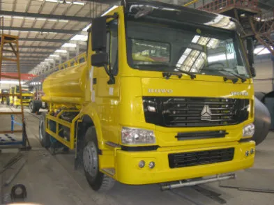 Water Tanker Truck Yellow and Upper Tank Size Custom