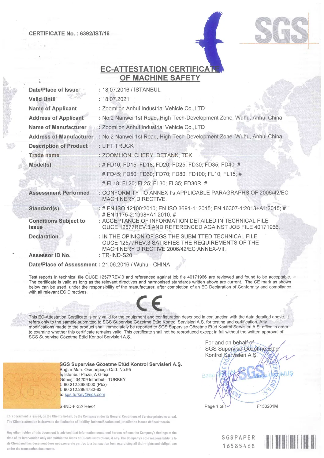 Zoomlion Factory Great Forklift Strong Power Diesel Forklift